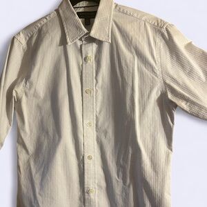 Banana Republic Men's Cream Striped Button Down Shirt